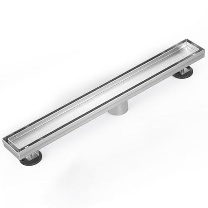 EXF Linear Shower Drain 30 Inch Brushed Nickel withTile Insert Grate | 304 Stainless Steel, V-Slope Design, Debris Strainer, Seamless, Adjustable Height - color: Brushed Steel, size: 30 IN
