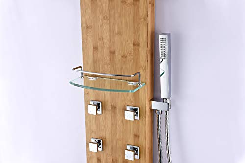 ANZZI Crane 60" Body Massage 6 Jetted Shower Panel System With Heavy Rain | Powerful Jets Equipped With Six Acu Stream Jets Delivering, Acu Stream Invigorating Massaging Water, Built To Last - color: Bamboo, style: 6 Jets