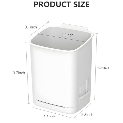 Toothbrush Holder Cup Wall Mounted Drill-Free for Bathroom Shower Electric Toothbrush Toothpaste Razor Holder Removable Waterproof Sturdy Self Draining, Tableware Holder for Kitchen(1pcs&White) - color: White-1pcs