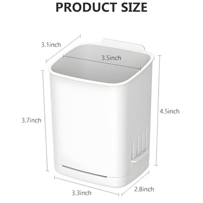 Toothbrush Holder Cup Wall Mounted Drill-Free for Bathroom Shower Electric Toothbrush Toothpaste Razor Holder Removable Waterproof Sturdy Self Draining, Tableware Holder for Kitchen(1pcs&White) - color: White-1pcs