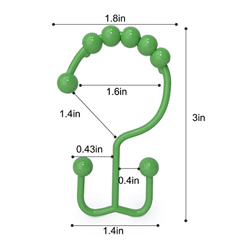 Shower Curtain Hooks, Goowin Shower Curtain Rings, Stainless Steel Shower Curtain Hooks Rust Proof Free Sliding Double Shower Hooks for Curtain, Shower Curtains & Liners (Green) - color: Green