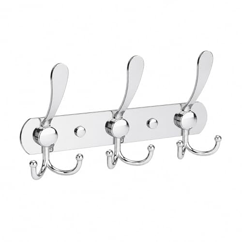 YUNISS Coat Rack Wall Mounted，3 Tri Stainless Steel Coat Hook for Coat Hat Robes Towel in Mudroom Entryway (Sliver, 1 Pack 3 Hook) - color: Sliver, size: 1 Pack 3 Hook