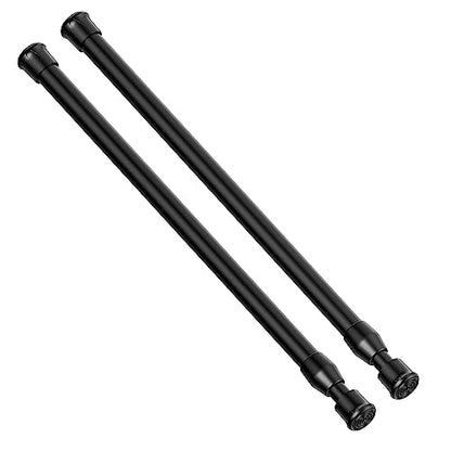 Spring Tension Curtain Rod Short Tension Rod (Black,12" to 19"-2Pcs) - color: Black, size: 12" to 19"-2Pcs