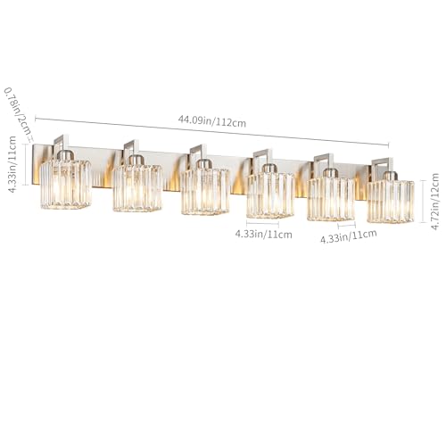 Modern Bathroom Vanity Light 6-Lights Brushed Nickel Vanity Light Crystal Wall Light Bathroom Light Fixtures - color: Nickel Crooked, size: 6-light