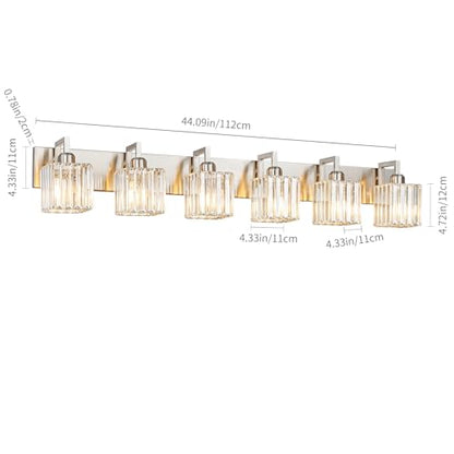 Modern Bathroom Vanity Light 6-Lights Brushed Nickel Vanity Light Crystal Wall Light Bathroom Light Fixtures - color: Nickel Crooked, size: 6-light