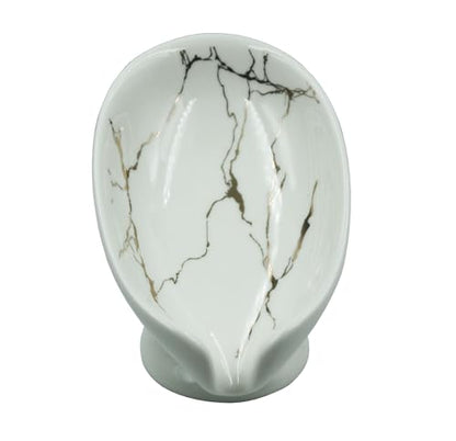 Ceramic Soap Dish, Leaf Shape Self Draining Soap Holder, Sponge Holder, for Shower,Bathroom,Kitchen Sink Organizer (White) - color: White Leaf