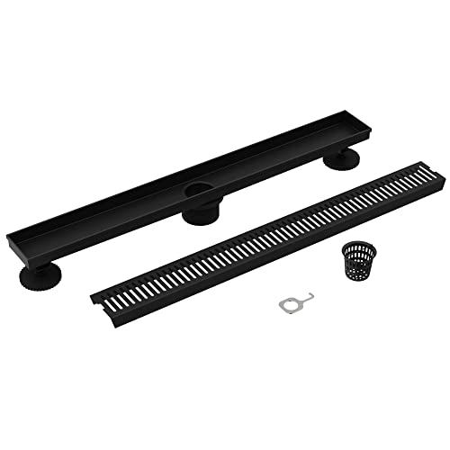 VIGO Elan 24 in. Linear Shower Drain in Matte Black - VG07002MB - color: Matte Black, size: 24 in.