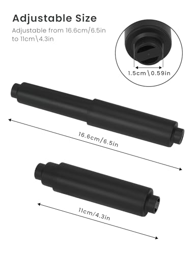 Toilet Paper Holder Roller Replacement, 2Pcs 6.5inch Plastic Toilet Paper Spring Rod Toilet Tissue Holder Replacement Spindle Replacement Rod fits Extra Large Bathroom Tissue Rolls (Black) - color: Black+0.59in