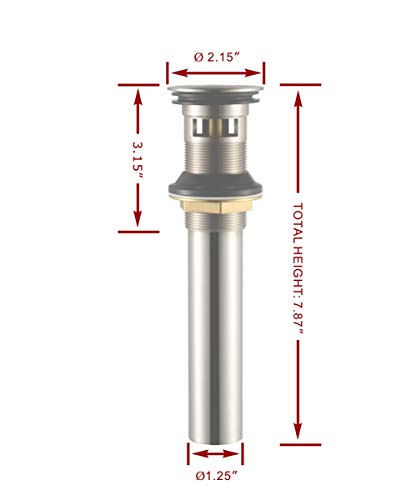 Purelux Bathroom Sink Drain Stopper Faucet Vanity Sink Pop Up Drain Assembly with Overflow, Brushed Nickel Finish - color: Brushed Nickel, style: With Overflow