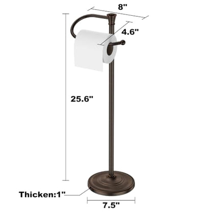 Toilet Paper Holder Free Standing, 25” H Stainless Steel Oil Rubbed Bronze Toilet Paper Stand, Weighted Base Floor Tissue Roll Holder for Bathroom,Toilet Roll Stand - color: Oil Rubbed Bronze