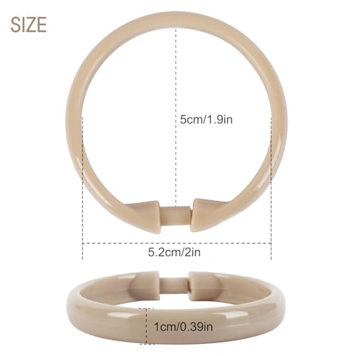 Beige Shower Curtain Hooks - 12 Pcs Circular Plastic Shower Curtain Rings for Bathroom - O Shaped Ivory Cream Shower Hooks Rings for Shower Curtain Rod - color: Beige