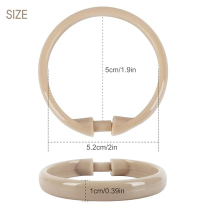 Beige Shower Curtain Hooks - 12 Pcs Circular Plastic Shower Curtain Rings for Bathroom - O Shaped Ivory Cream Shower Hooks Rings for Shower Curtain Rod - color: Beige