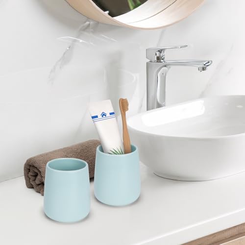Bathroom Tumbler Cup Ceramic 13.5oz Reusable Toothbrush Cup 400ml,Toothbrush Holder Adequate for Your Bathroom (Cyan) - color: Cyan, size: 1pcs