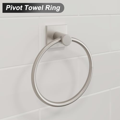 BGL Towel Ring Brushed Nickel Modern Hand Towel Ring 2 Packs for Bathroom Wall Mounted Bathroom Towel Holder Bathroom Towel Rack - color: Stain Nickel, size: SQUARE