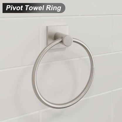 BGL Towel Ring Brushed Nickel Modern Hand Towel Ring 2 Packs for Bathroom Wall Mounted Bathroom Towel Holder Bathroom Towel Rack - color: Stain Nickel, size: SQUARE