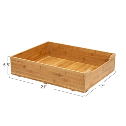 Household Essentials Glidez Bamboo and Steel Pull-Out/Slide-Out Storage Organizer for Under Cabinet Use - 1-Tier Design - Fits Standard Size Cabinet or Shelf, Natural - size: 17", style: Single Tier
