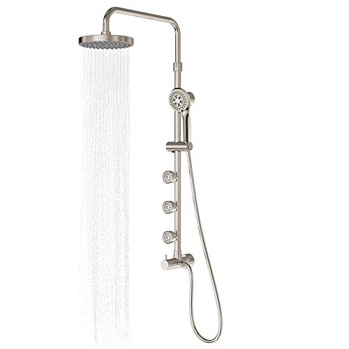 Lanikai Rain Shower Head with Handheld Spray Combo - 1028-BN-1.8GPM, Brushed Nickel - 8" Rain Showerhead with Handheld Sprayer, 3 Spray Jets, 5-Function Rainfall Shower Head with Hose, 1.8 GPM - color: Brushed Nickel, size: 1.8 GPM
