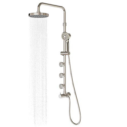 Lanikai Rain Shower Head with Handheld Spray Combo - 1028-BN-1.8GPM, Brushed Nickel - 8" Rain Showerhead with Handheld Sprayer, 3 Spray Jets, 5-Function Rainfall Shower Head with Hose, 1.8 GPM - color: Brushed Nickel, size: 1.8 GPM
