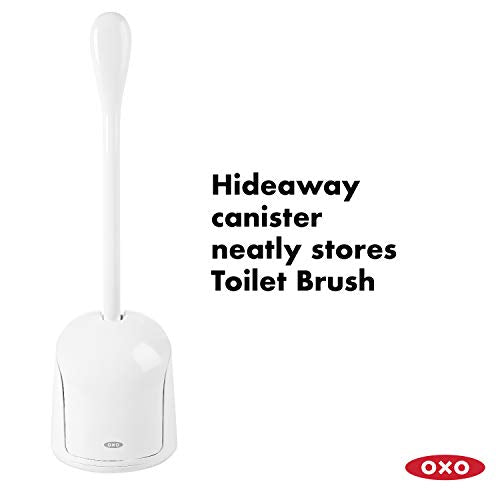 OXO Good Grips Set Toilet Brush & Plunger Combo, White & Good Grips Compact Toilet Brush & Canister