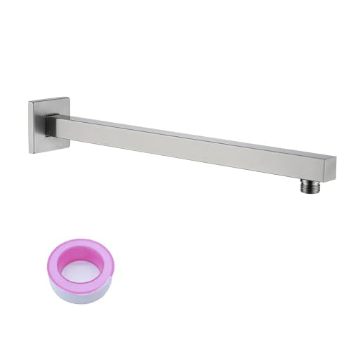 Shower Arm Extender Shower Head Extension Arm With Flange【SUS304 Stainless Steel】Rain Shower Head Extension Replacement 16 Inches Wall Mount Square Brushed Nickel, SA1-BN - color: Brushed Nickel