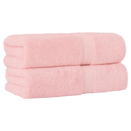 Supreme Terry 2-Piece Bath Towel Set, Hotel & Spa Quality, Plush and Absorbent 100% Turkish Cotton Towels, Quick Dry-Pink - color: Pink, size: Bath Towel Set