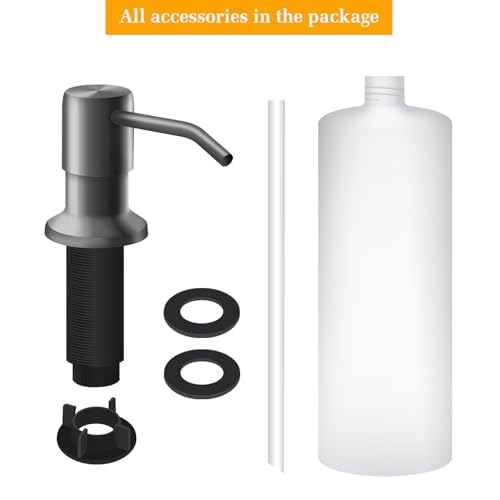 Soap Dispenser for Kitchen Sink, Built in Sink Soap Dispenser Lotion Dispenser with 17 OZ Bottle, Refill from The Top Bar Sink Soap Dispenser, Gray - color: Gray