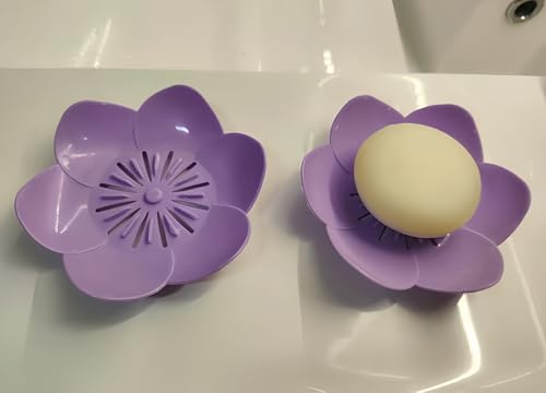 Soap Dish Soap Holder for Showerl Self Draining Bar for Shower Bathroom Bathtub Kitchen，Purple+Purple - color: Purple+purple