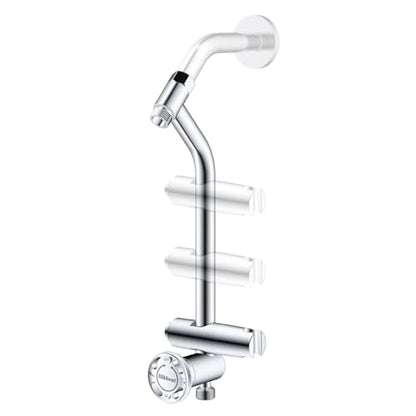 Hibbent All Metal 4 Way Shower Diverter with Showerhead Holder, Chrome | Easy Reach Diverter Valve with Pause Mode, 13.5" Stainless Steel Slide Bar, 4-Setting Replacement for Handheld & Fixed Shower - color: Chrome