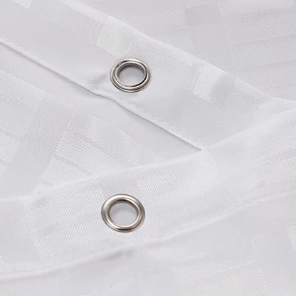 White Fabric Shower Curtains Waffle Weave 48 inch Length for Bathtub | Water-Repellent Fabric 12PK Hooks - color: White, size: 70"W x 48"L (Pack of 1)