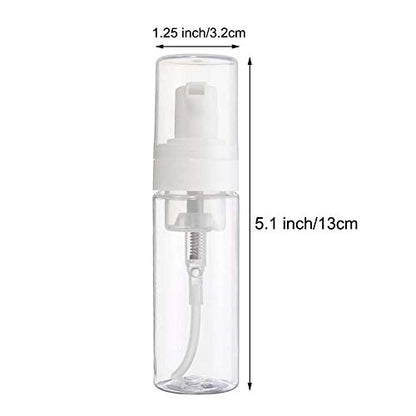 2-Piece Plastic Foamer Bottle Clear Pump Dispenser Mini Travel Size Foaming Soap Face Wash 1.7 Oz, No leaks!