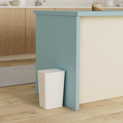 N. NETDOT 3 Pack 2.6 Gallon / 10L Bathroom Trash Can with Lid,Kitchen Garbage Can Small Trash Bin Waste Basket for Bathroom,Kitchen,Bedroom,Living Room,Office - Off White - color: Off White, size: 3 X 2.6 Gal