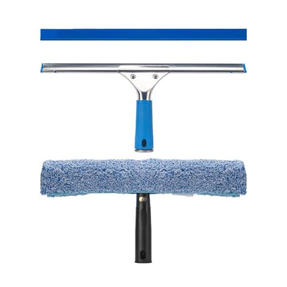 Professional Window Cleaning Kit, 14" Squeegee with 15" Scrubber | 14" Squeegee with 15" Microfiber Scrubber, Window Cleaning Tool for Home, Window Washing Equipment Commercial & Household Use