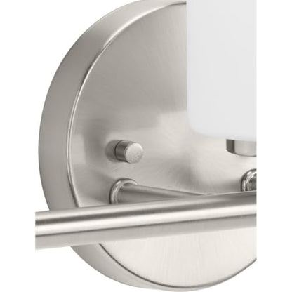 Progress Lighting 4-Light Etched White Glass Modern Bath Vanity Light, Replay Collection, Brushed Nickel (P2160-09) - color: Brushed Nickel, size: 4-Light