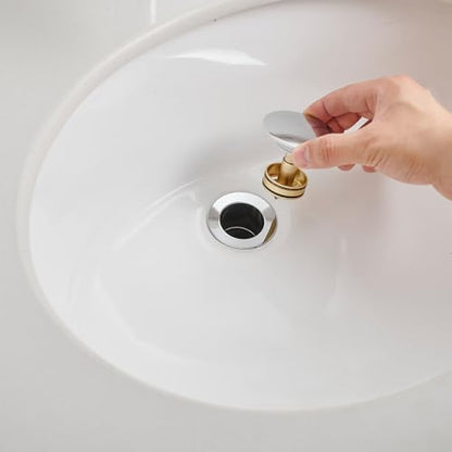 Homevacious Chrome Bathroom Sink Drain Pop up Drain Without Overflow | Rustproof Bathroom Sink Stopper with Detachable Strainer Basket All Metal Rustproof Fits 1-1/2" to 1-3/4" Sink Hole - color: Chrome