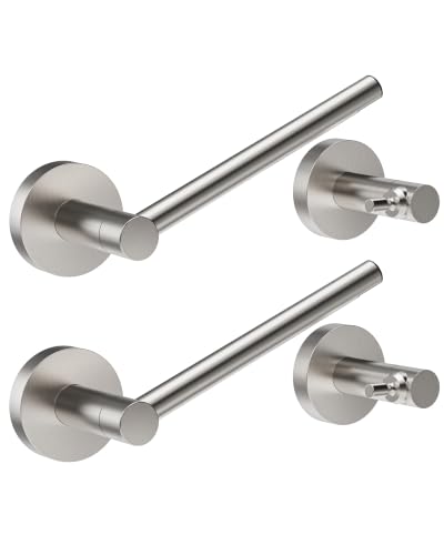 RUACQ Bathroom Toilet Paper Holder, Double Post Pivoting Wall Mounted Toilet Paper Holders, Stainless Steel and Zinc Alloy Bathroom Tissue Holder (Brushed Nickel, 2 Pack) - color: Brushed Nickel, size: Wall Mounted 2 Pack