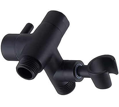 G-Promise Solid Metal Shower Head Diverter with Holder 3-Way | Spray Separately or Both, Adjustable-Angle Bracket, Anti-Leak, Smooth Knob Switch, Easy Install, Universal Replacement Part - color: Matte Black