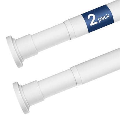 ALLZONE Adjustable Tension Curtain Rod, 2 Pack 42 to 78 Inches, Spring Loaded Curtain Rods No Drilling, Renter Friendly Tension Rod for Windows, Shower, Closet, No Drill, Non-Slip, White - color: White, size: 42-78 Inches 2 Pack