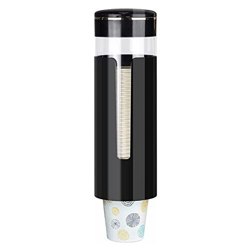 Cup Dispenser, Wall Mount Water Cooler Cup Dispenser | fits 4-7 oz Disposable Paper and Plastic Cups, Pull Type Cup Holder for Bathroom, Office, Break Room, Gym, Black - color: Black