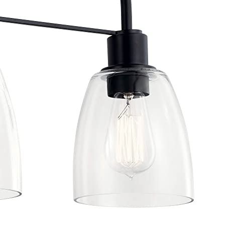 Kichler Meller 24.25" 3-Light Bathroom Vanity Light Fixture with Clear Glass Shades in Brushed Nickel, Industrial Modern Style Over Mirror (24.25" x 11.25" x 7"), 55102NI - color: Brushed Nickel, style: 3 Light