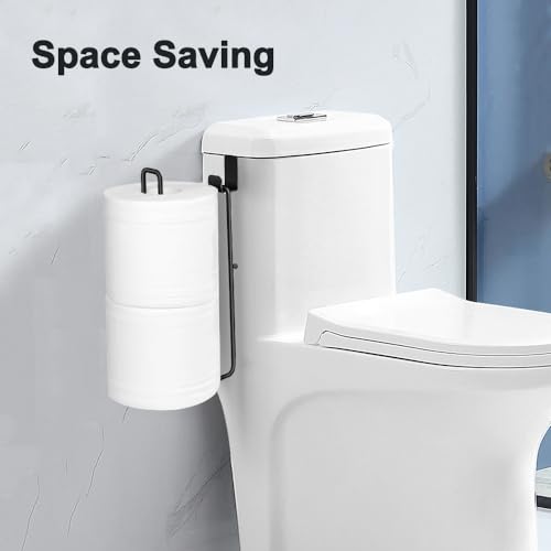 Over The Tank Toilet Paper Holder Bathroom Wall Mount（1 Pcs） | Toilet Paper Roll Holder for 2 Roll Tissue Brushed Nickel Self Adhesive Toilet Paper Storage Stainless Steel - color: G:hold 2 Rolls Tissue(1pcs,black)