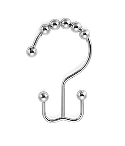 Double Side Roller Shower Curtain Hooks Rings, 12PCS | 100% Stainless Steel,Curtain Hooks Rings for Bathroom Shower Rods Curtains and Liners, Easy Glide Rollers, Polished Chrome - color: Polished Chrome