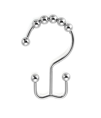 Double Side Roller Shower Curtain Hooks Rings, 12PCS | 100% Stainless Steel,Curtain Hooks Rings for Bathroom Shower Rods Curtains and Liners, Easy Glide Rollers, Polished Chrome - color: Polished Chrome