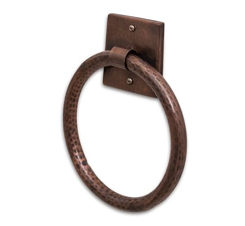 Monarch Abode Bathroom Towel Holder – 7-Inch Round Antique Copper Bathroom Hand Towel Holder for Bathrooms Wall, Metal Hand Hammered Towels Ring Wall Mount, Traditional Surface-Mounted Ring Hanger - color: Pure Copper, style: Traditional
