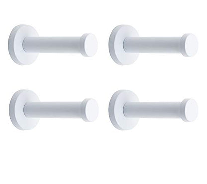Classic White Stainless Steel Single Super Heavy Duty Wall Mount Hook, Coat Hanger, Bath Towel Hooks (4", 4 PCS) - size: 4" , 4 PCS
