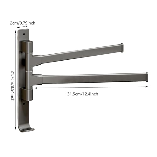 180° Swivel Towel Rack, Thicken 1-4 Arm Towel Bar, No Drill Towel Rack, Space Saving Wall Mounted Towel Holder with Hook, Swing Out Towel Hanger for Bathroom Kitchen Use (2 Arm) - color: 2 Arm