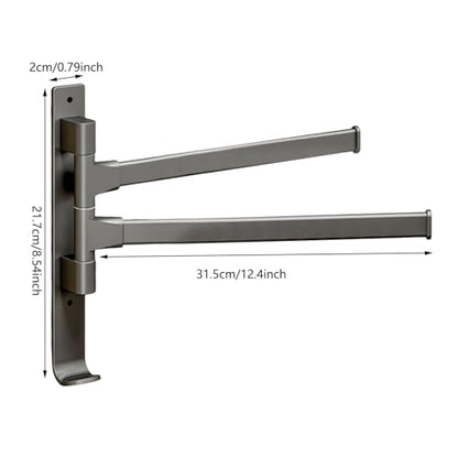 180° Swivel Towel Rack, Thicken 1-4 Arm Towel Bar, No Drill Towel Rack, Space Saving Wall Mounted Towel Holder with Hook, Swing Out Towel Hanger for Bathroom Kitchen Use (2 Arm) - color: 2 Arm