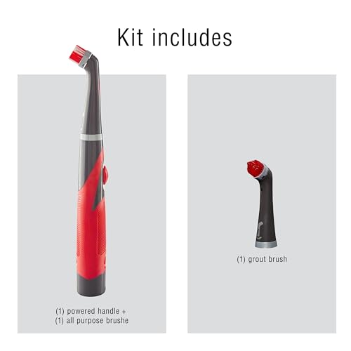 Rubbermaid Reveal Power Scrubber with Multi-Purpose & Grout Head, Cordless Electric Battery Powered Scrub Brush, Water Resistant, for Home/Kitchen/Bathroom/Grout/Tile/Shower/Tub - style: 3 Piece Kit