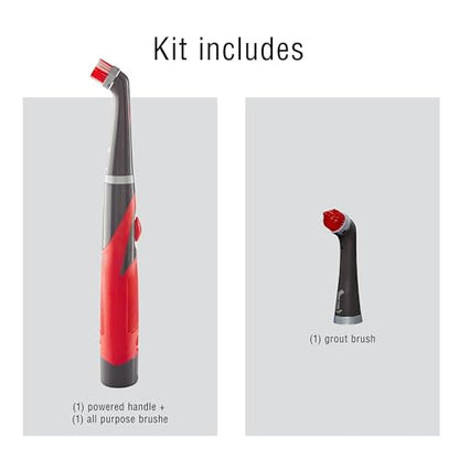 Rubbermaid Reveal Power Scrubber with Multi-Purpose & Grout Head, Cordless Electric Battery Powered Scrub Brush, Water Resistant, for Home/Kitchen/Bathroom/Grout/Tile/Shower/Tub - style: 3 Piece Kit