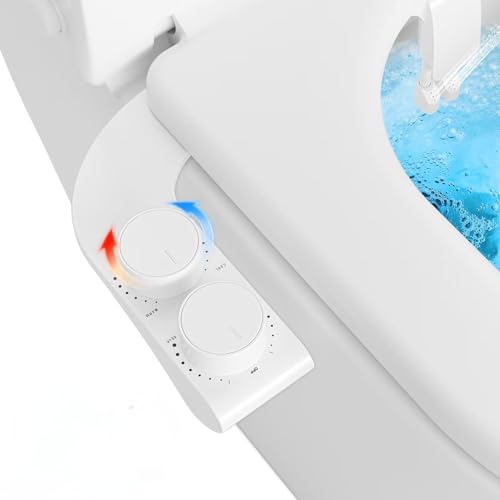 Warm & Cold Water Bidet Attachment for Toilet Seat, Ultra-Slim Non-Electric Toilet Seat Attachment, Rear and Feminine Wash Self-Cleaning