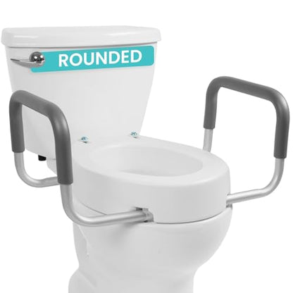 Vive Raised Toilet Seat Riser for Seniors (with Handles) - Handicap Rail | Grab Bar Seat for Over Toilet - Elevated Safety for Elderly, Disabled, Medical - Standard - size: Standard